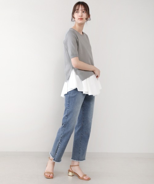 Bou Jeloud（ブージュルード）の「レイヤードシャツ+アシメヘムニットＳＥＴ（ニット/セーター・レディース・ブラック/ネイビー/グレー/イエロー・FREE）」の19枚目の写真