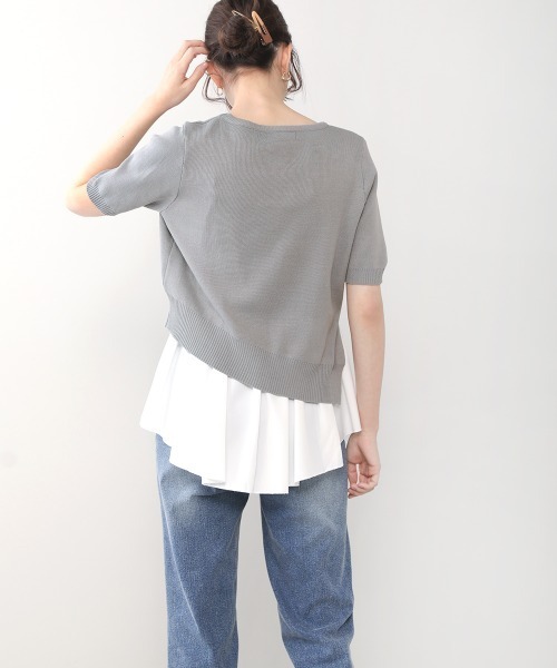 Bou Jeloud（ブージュルード）の「レイヤードシャツ+アシメヘムニットＳＥＴ（ニット/セーター・レディース・ブラック/ネイビー/グレー/イエロー・FREE）」の17枚目の写真