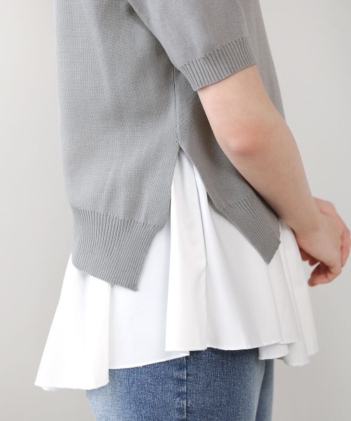 Bou Jeloud（ブージュルード）の「レイヤードシャツ+アシメヘムニットＳＥＴ（ニット/セーター・レディース・ブラック/ネイビー/グレー/イエロー・FREE）」の14枚目の写真