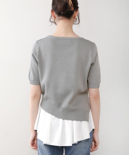 Bou Jeloud（ブージュルード）の「レイヤードシャツ+アシメヘムニットＳＥＴ（ニット/セーター・レディース・ブラック/ネイビー/グレー/イエロー・FREE）」の13枚目の写真