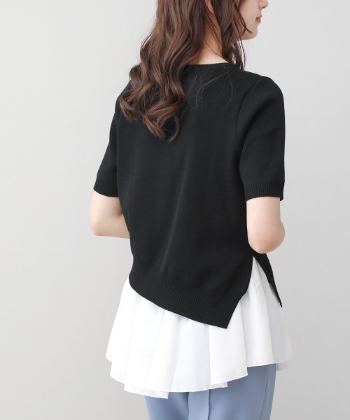 Bou Jeloud（ブージュルード）の「レイヤードシャツ+アシメヘムニットＳＥＴ（ニット/セーター・レディース・ブラック/ネイビー/グレー/イエロー・FREE）」の22枚目の写真