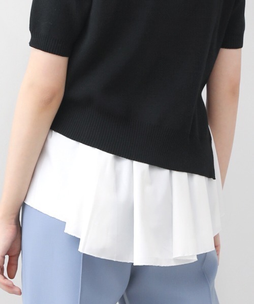 Bou Jeloud（ブージュルード）の「レイヤードシャツ+アシメヘムニットＳＥＴ（ニット/セーター・レディース・ブラック/ネイビー/グレー/イエロー・FREE）」の21枚目の写真