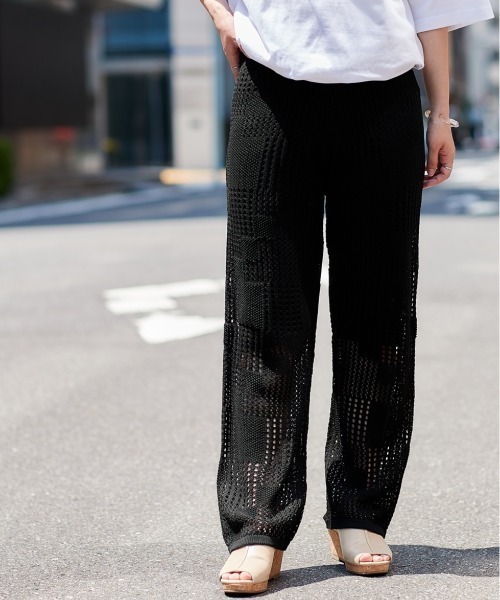 cepo(セポ)の「パッチワークニット イージーパンツ(その他パンツ・レディース・ベージュ/ブラック・M)」の2枚目の写真