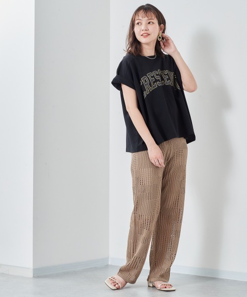 cepo(セポ)の「パッチワークニット イージーパンツ(その他パンツ・レディース・ベージュ/ブラック・M)」の4枚目の写真