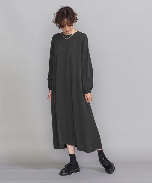 BEAUTY&YOUTH UNITED ARROWS(ビューティーアンドユースユナイテッドアローズ)の「BY クルーネック&Vネックロングスリーブ ワンピース -2WAY-(ワンピース・レディース・ブラック/ベージュ/オレンジ系その他・FREE)」の8枚目の写真
