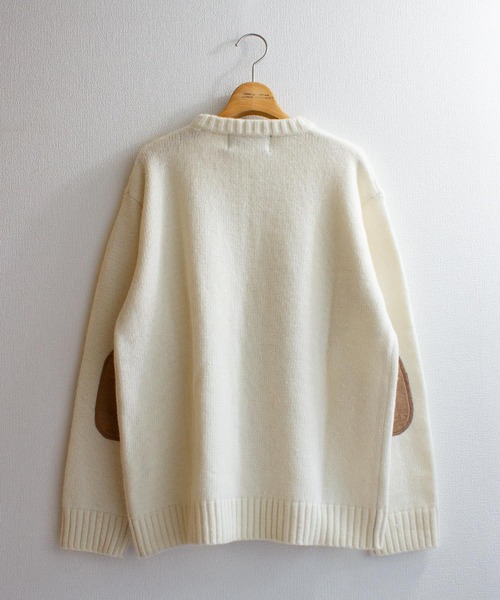 ALL ORDINARIES（オールオーディナリーズ）の「肘あて付クルーニット（ニット/セーター・レディース・ライトグレー/ライトブルー/ブラック/グリーン/アイボリー・FREE）」の6枚目の写真