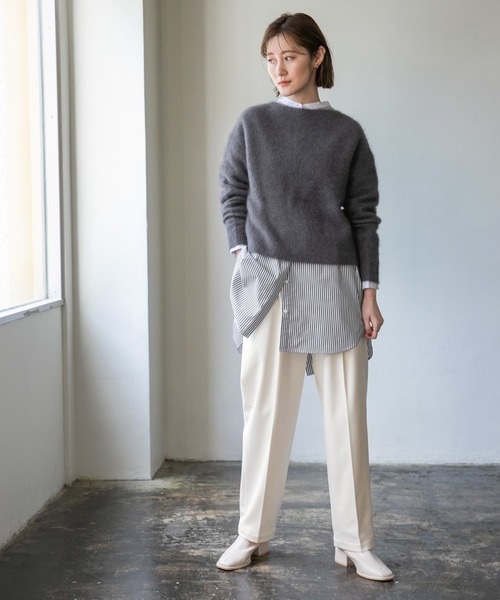 A part by（アパートバイ）の「【ソロテックス使用】ロングシャツ 229833（シャツ/ブラウス・レディース・オフホワイト/ライトピンク/ブラック系その他2・FREE）」の10枚目の写真