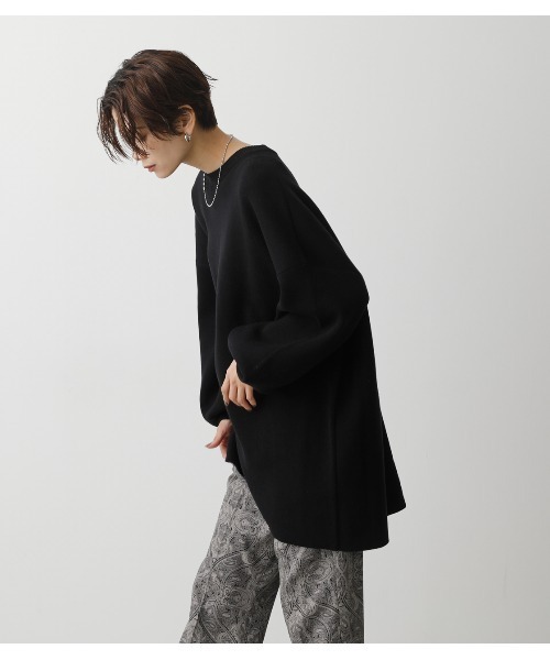 AZUL by moussy（アズールバイマウジー）の「SWEATTER BIG TUNIC/スウェッタービッグチュニック（チュニック・レディース・ブラック/ブラウン/ライトグリーン/ライトベージュ・FREE）」の14枚目の写真