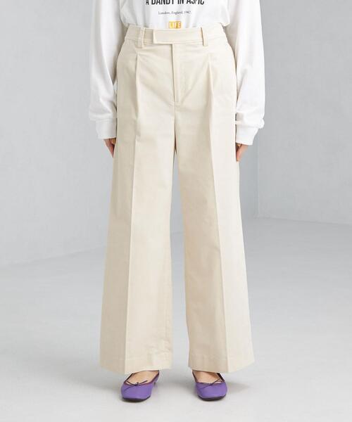 green label relaxing（グリーンレーベルリラクシング）の「フェザーツイル ワイド パンツ（その他パンツ・レディース・オフホワイト/ダークグレー/コバルトブルー・40/38/42/36/34）」の8枚目の写真