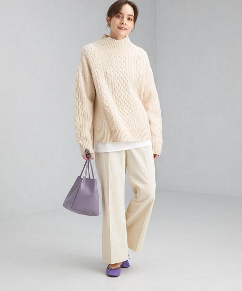 green label relaxing（グリーンレーベルリラクシング）の「フェザーツイル ワイド パンツ（その他パンツ・レディース・オフホワイト/ダークグレー/コバルトブルー・40/38/42/36/34）」の11枚目の写真