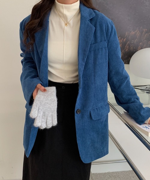 Diosfront（ディオスフロント）の「コーデュロイテーラードジャケット（テーラードジャケット・レディース・ベージュ/カーキ/ブルー・M/L）」の4枚目の写真