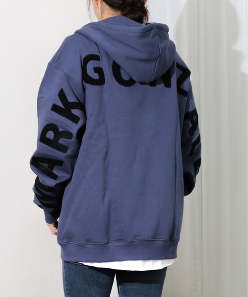 MARK GONZALES/マークゴンザレス　裏起毛オーバーサイズ サガラ刺繍BIGロゴ ZIPパーカー