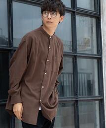 coen | ネル起毛バンドカラー長袖シャツ(シャツ/ブラウス)