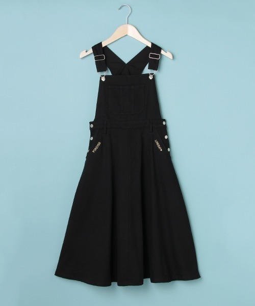 Lindsay（リンジィ）の「大人っぽフレアーミディ丈ジャンパースカート（ジャンパースカート・キッズ・カーキ/ブラック・L/M/S）」の2枚目の写真