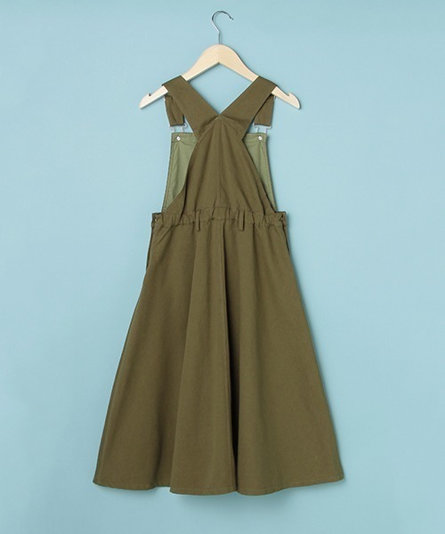 Lindsay（リンジィ）の「大人っぽフレアーミディ丈ジャンパースカート（ジャンパースカート・キッズ・カーキ/ブラック・L/M/S）」の4枚目の写真