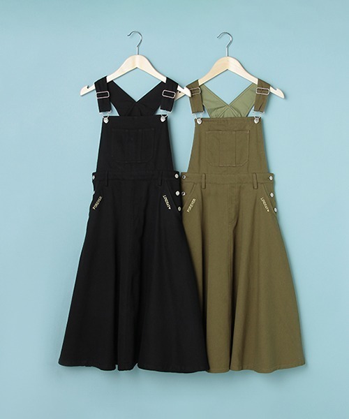 Lindsay（リンジィ）の「大人っぽフレアーミディ丈ジャンパースカート（ジャンパースカート・キッズ・カーキ/ブラック・L/M/S）」の11枚目の写真