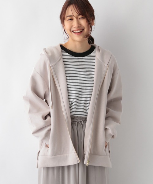 GLOBAL WORK（グローバルワーク）の「サマ見えエアリーZIPパーカー/215569（パーカー・レディース・アイボリー/ブラック/キャメル・MEDIUM/LARGE）」の2枚目の写真