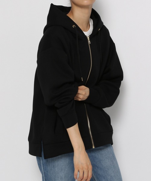 GLOBAL WORK（グローバルワーク）の「サマ見えエアリーZIPパーカー/215569（パーカー・レディース・アイボリー/ブラック/キャメル・MEDIUM/LARGE）」の4枚目の写真