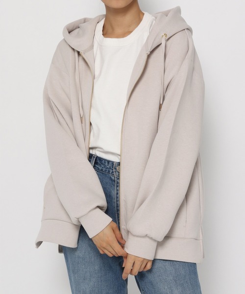 GLOBAL WORK（グローバルワーク）の「サマ見えエアリーZIPパーカー/215569（パーカー・レディース・アイボリー/ブラック/キャメル・MEDIUM/LARGE）」の5枚目の写真