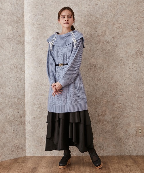 axes femme チュニック スカート axes femme（アクシーズファム）の「W編み上げニットチュニック