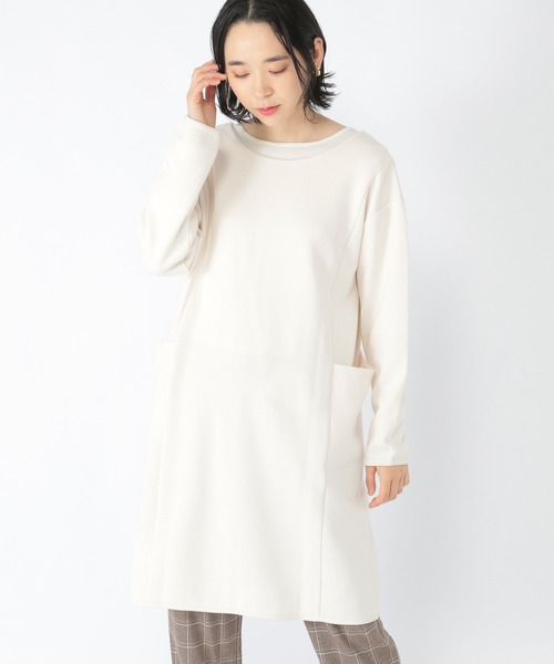 studio CLIP（スタディオクリップ）の「ダブルフェイスノーカラーコートワンピース（ノーカラーコート・レディース・アイボリー/チャコール/ブラウン・MEDIUM/LARGE）」の3枚目の写真