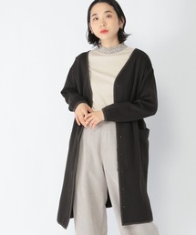 ダブルフェイスノーカラーコートワンピース