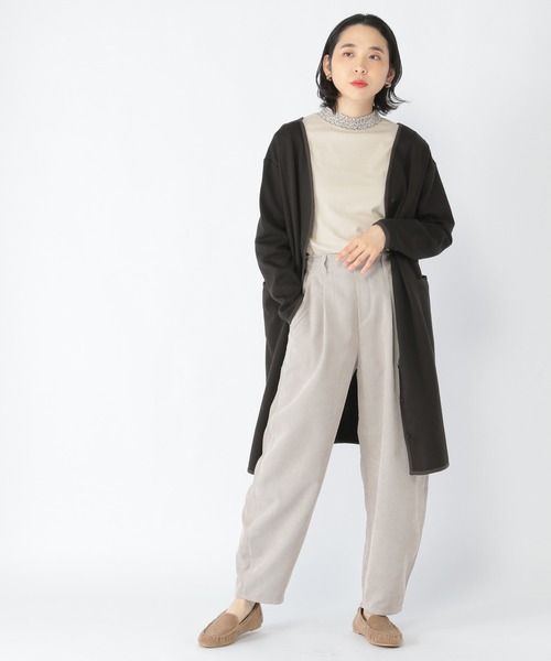 studio CLIP（スタディオクリップ）の「ダブルフェイスノーカラーコートワンピース（ノーカラーコート・レディース・アイボリー/チャコール/ブラウン・MEDIUM/LARGE）」の10枚目の写真