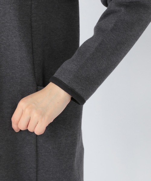 studio CLIP（スタディオクリップ）の「ダブルフェイスノーカラーコートワンピース（ノーカラーコート・レディース・アイボリー/チャコール/ブラウン・MEDIUM/LARGE）」の5枚目の写真