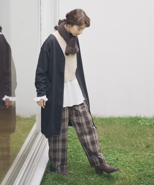 studio CLIP（スタディオクリップ）の「ダブルフェイスノーカラーコートワンピース（ノーカラーコート・レディース・アイボリー/チャコール/ブラウン・MEDIUM/LARGE）」の20枚目の写真