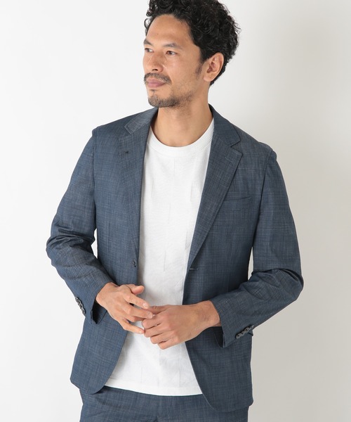 MEN'S BIGI（メンズビギ）の「デニム調シャンブレーストレッチジャケット　fabric made in japan（テーラードジャケット・メンズ・ベージュ/ネイビー・01/02/03/04）」の4枚目の写真