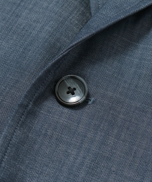 MEN'S BIGI（メンズビギ）の「デニム調シャンブレーストレッチジャケット　fabric made in japan（テーラードジャケット・メンズ・ベージュ/ネイビー・01/02/03/04）」の19枚目の写真