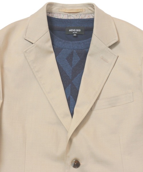 MEN'S BIGI（メンズビギ）の「デニム調シャンブレーストレッチジャケット　fabric made in japan（テーラードジャケット・メンズ・ベージュ/ネイビー・01/02/03/04）」の10枚目の写真