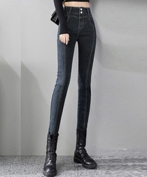 レディース ハイウエストスキニーデニムパンツ ストレッチ