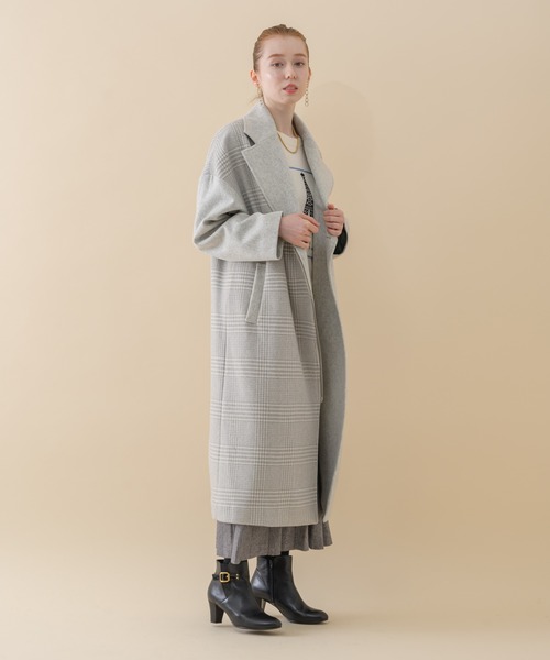 La SRIC(ラスリック)の「La SRIC グレンチェック×千鳥 ZIP コート(その他アウター・レディース・ブラック/ライトグレー・FREE)」の5枚目の写真