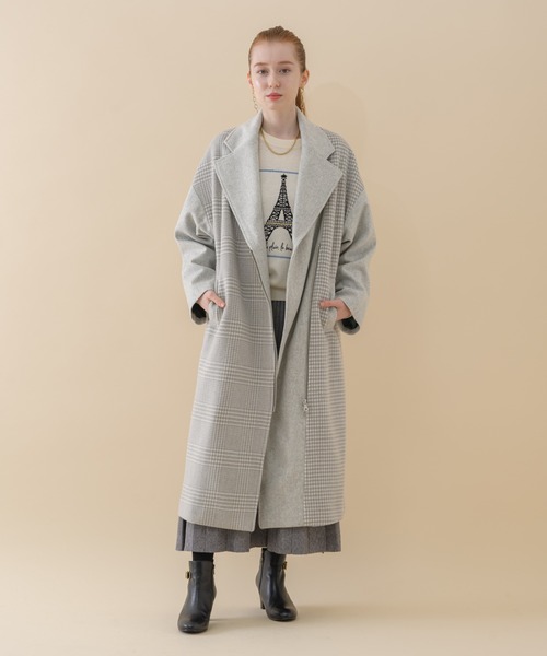 La SRIC(ラスリック)の「La SRIC グレンチェック×千鳥 ZIP コート(その他アウター・レディース・ブラック/ライトグレー・FREE)」の6枚目の写真