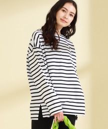 Ray BEAMS | Ray BEAMS / ボーダー ロングスリーブ ビッグ Tシャツ(Tシャツ/カットソー)