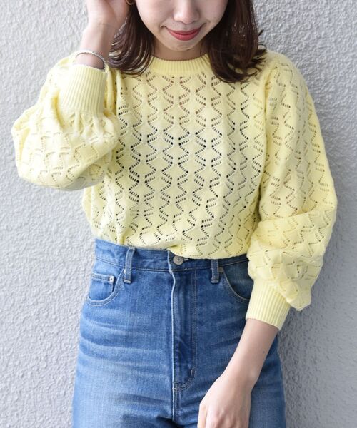 特注オーダー セール Ships Any レースワーク パフスリーブ プルオーバー2 ニット セーター Ships Any シップス エニィ のファッション 激安 購入 Arenatheatre Net