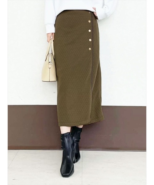 Te chichi TERRASSE（テチチテラス）の「キルティングラップライクスカート（スカート・レディース・ブラック/ベージュ/カーキ・ﾌﾘ-）」の3枚目の写真