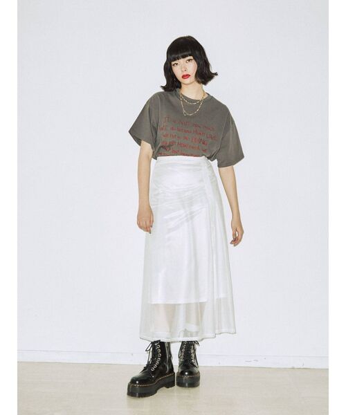 jouetie（ジュエティ）の「メッシュフレアスカート（スカート・レディース・ブラック/オフホワイト/ピンク・MEDIUM）」の6枚目の写真