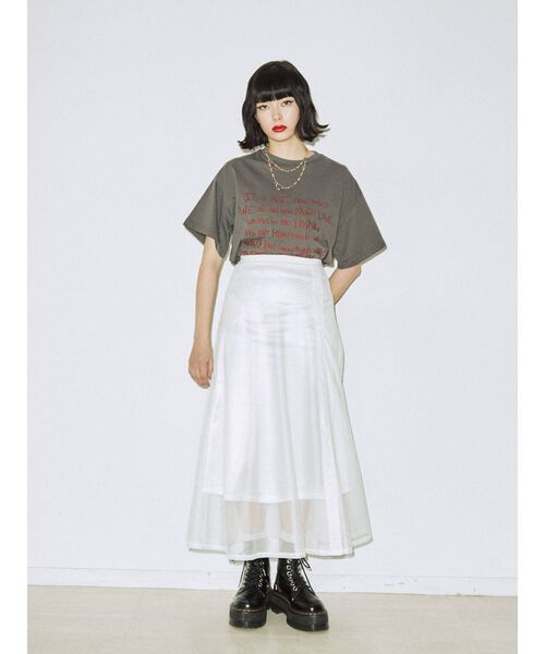 jouetie（ジュエティ）の「メッシュフレアスカート（スカート・レディース・ブラック/オフホワイト/ピンク・MEDIUM）」の7枚目の写真