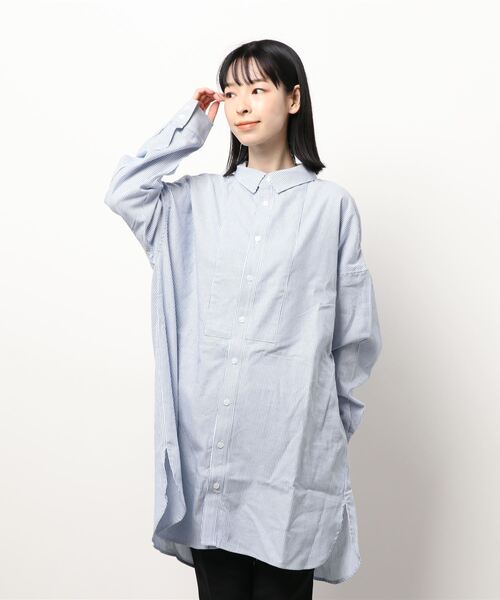 Samansa Mos2（サマンサ モスモス）の「シャツチュニックワンピース（シャツ/ブラウス・レディース・ベージュ/オフホワイト/ブルー・ﾌﾘ-）」の12枚目の写真