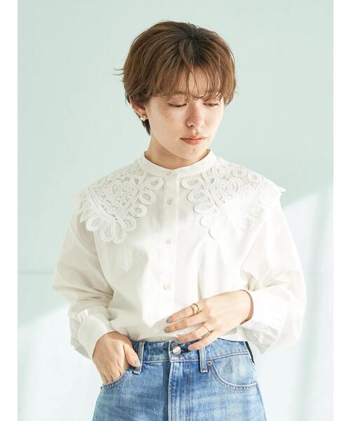 earth music&ecology(アースミュージックアンドエコロジー)の「レース衿ブラウス*(シャツ/ブラウス・レディース・ブラック/オフホワイト・FREE)」の3枚目の写真