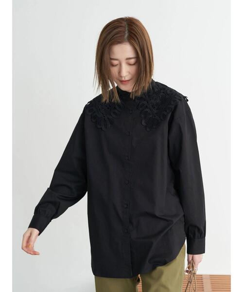 earth music&ecology(アースミュージックアンドエコロジー)の「レース衿ブラウス*(シャツ/ブラウス・レディース・ブラック/オフホワイト・FREE)」の11枚目の写真