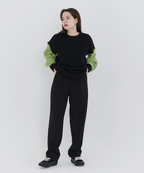 TINA：JOJUN（ティーナジョジュン）の「タック入り ルーズテーパードパンツ TINA：JOJUN（スラックス・レディース・ブラック/グレイッシュベージュ・S/M）」の13枚目の写真