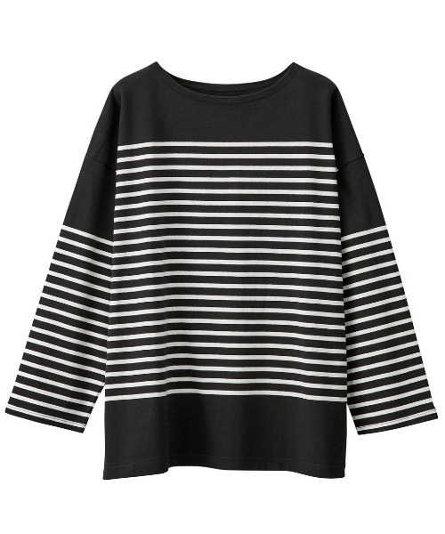 GeeRA（ジーラ）の「コットンパネルボーダールーズプルオーバー（Tシャツ/カットソー・レディース・ホワイト/ブラック/レッド/グリーン/ブルー・SMALL/MEDIUM/X-LARGE/XX-LARGE/LARGE）」の7枚目の写真