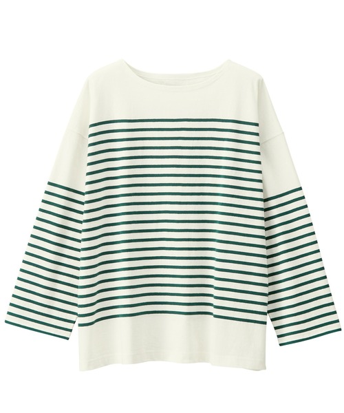 GeeRA（ジーラ）の「コットンパネルボーダールーズプルオーバー（Tシャツ/カットソー・レディース・ホワイト/ブラック/レッド/グリーン/ブルー・SMALL/MEDIUM/X-LARGE/XX-LARGE/LARGE）」の8枚目の写真