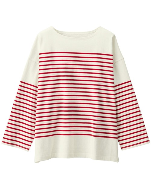 GeeRA（ジーラ）の「コットンパネルボーダールーズプルオーバー（Tシャツ/カットソー・レディース・ホワイト/ブラック/レッド/グリーン/ブルー・SMALL/MEDIUM/X-LARGE/XX-LARGE/LARGE）」の9枚目の写真