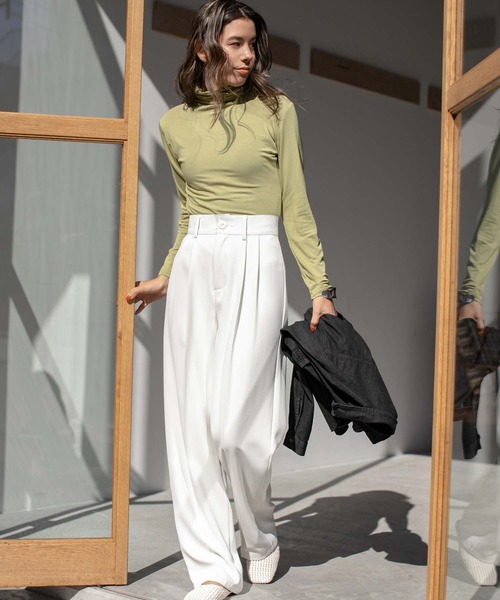 fifth（フィフス）の「ソフトタッチタートルトップス（Tシャツ/カットソー・レディース・ホワイト/パープル/グリーン・M）」の4枚目の写真