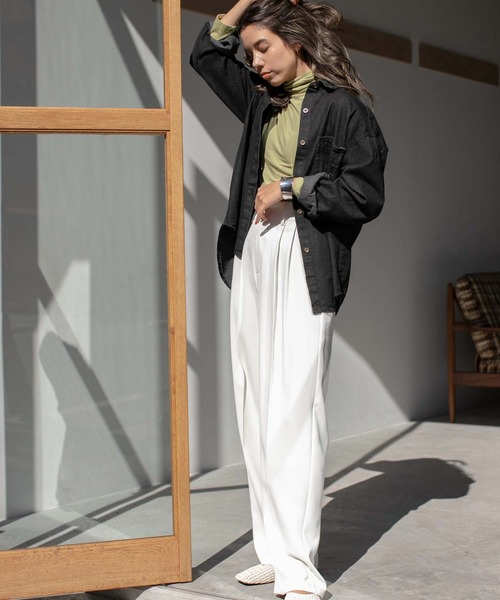 fifth（フィフス）の「ソフトタッチタートルトップス（Tシャツ/カットソー・レディース・ホワイト/パープル/グリーン・M）」の6枚目の写真