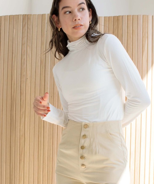 fifth（フィフス）の「ソフトタッチタートルトップス（Tシャツ/カットソー・レディース・ホワイト/パープル/グリーン・M）」の19枚目の写真